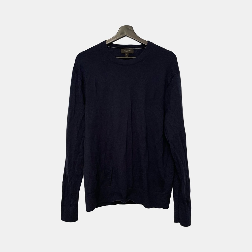 Banana Republic Mens Navy Blue 100% Merino Wool Crewneck Sweater Large
